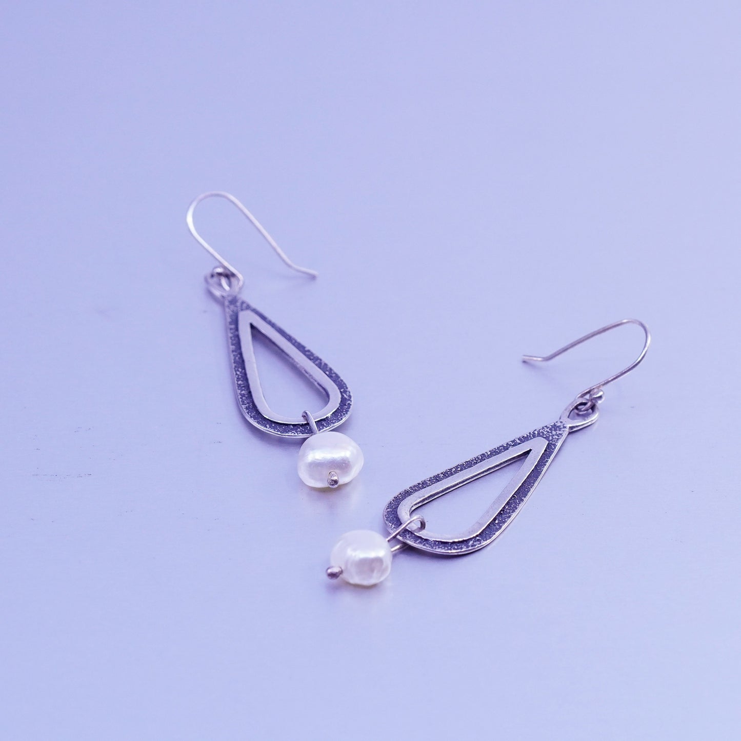 Vintage Silpada W1388 Sterling 925 silver teardrop handmade earrings with pearl