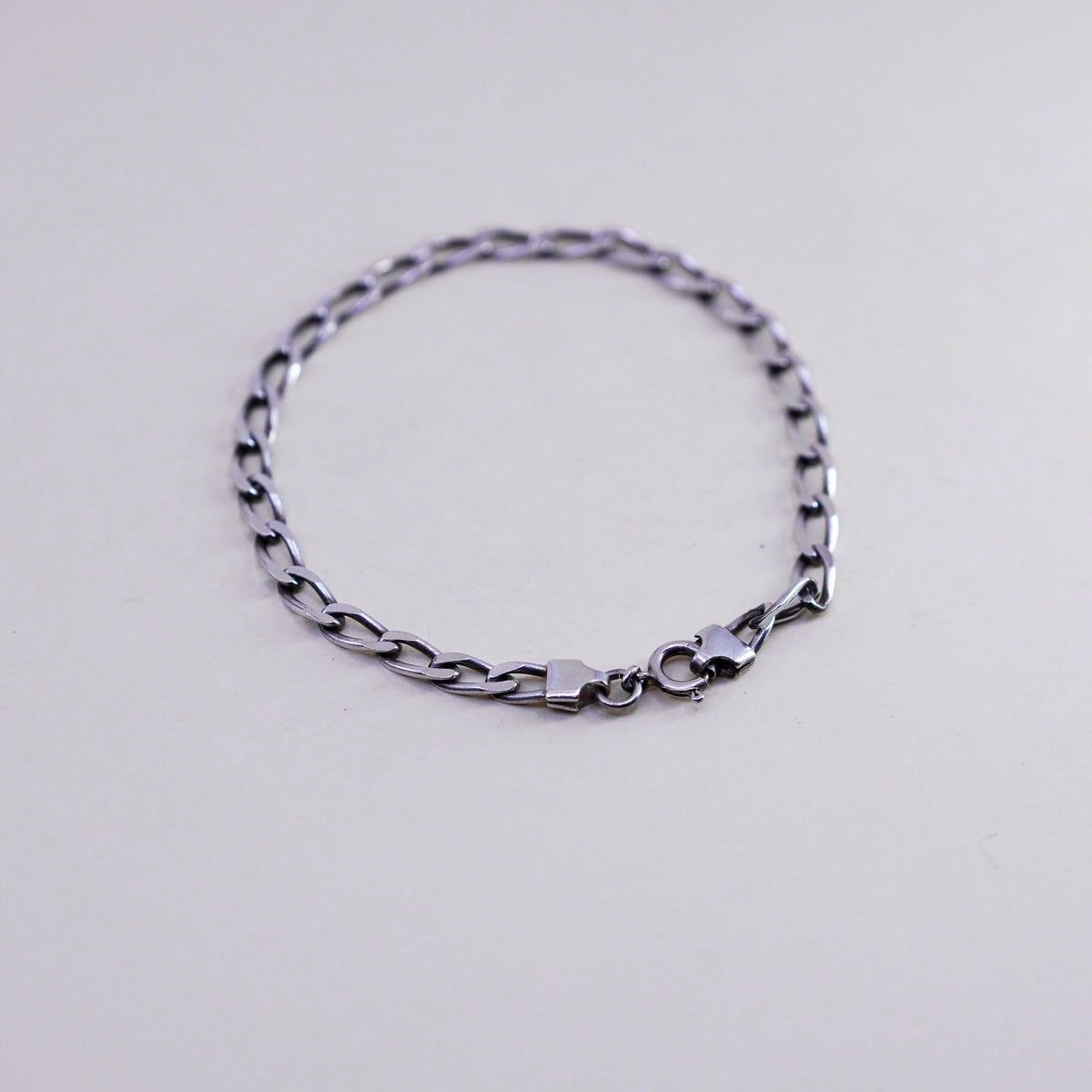 8”, 5mm, Vintage sterling 925 silver flatten curb bracelet