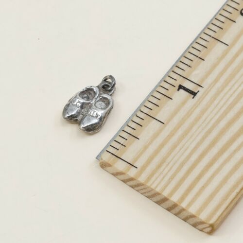 Vintage Sterling Silver Shoes Pendant, Solid 925 Silver Charm, Silver Tested