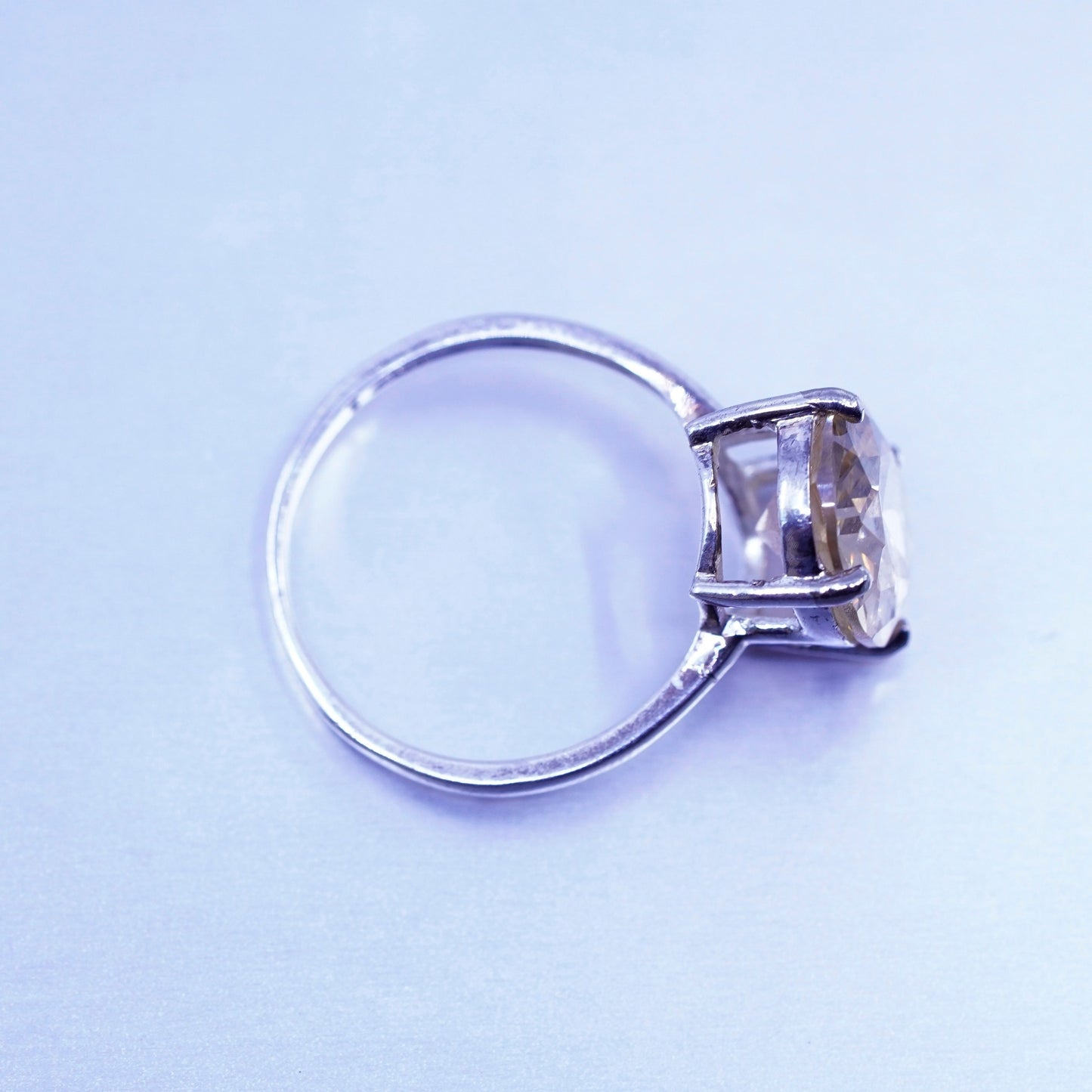 Size 7.25, vintage Sterling 925 silver handmade ring with oval citrine