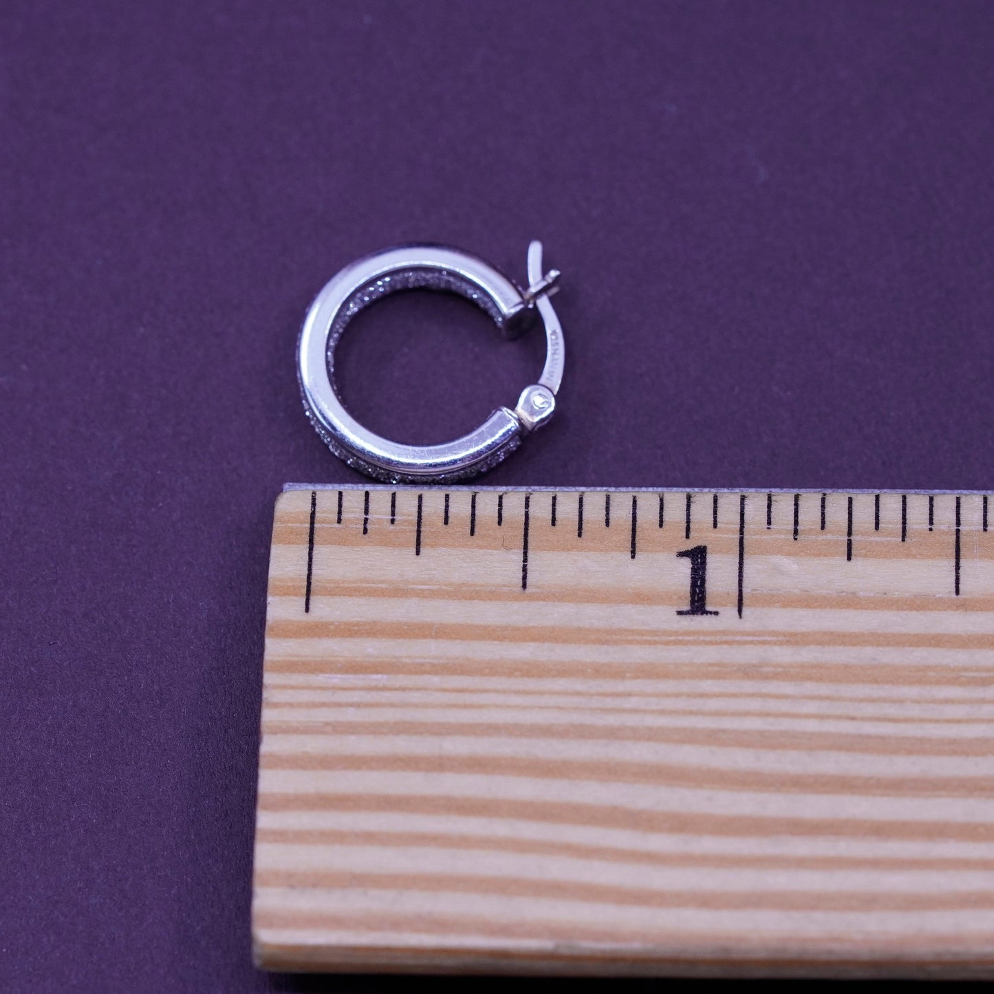 0.5”, vintage Sterling silver hoops, 925 earrings with glittering center