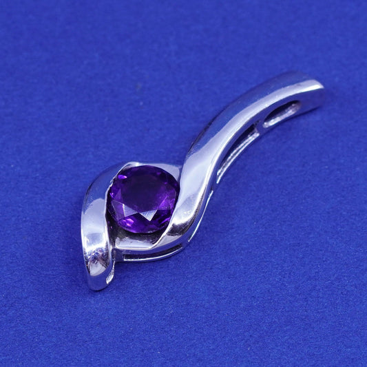 Vintage sterling 925 silver handmade pendant with amethyst