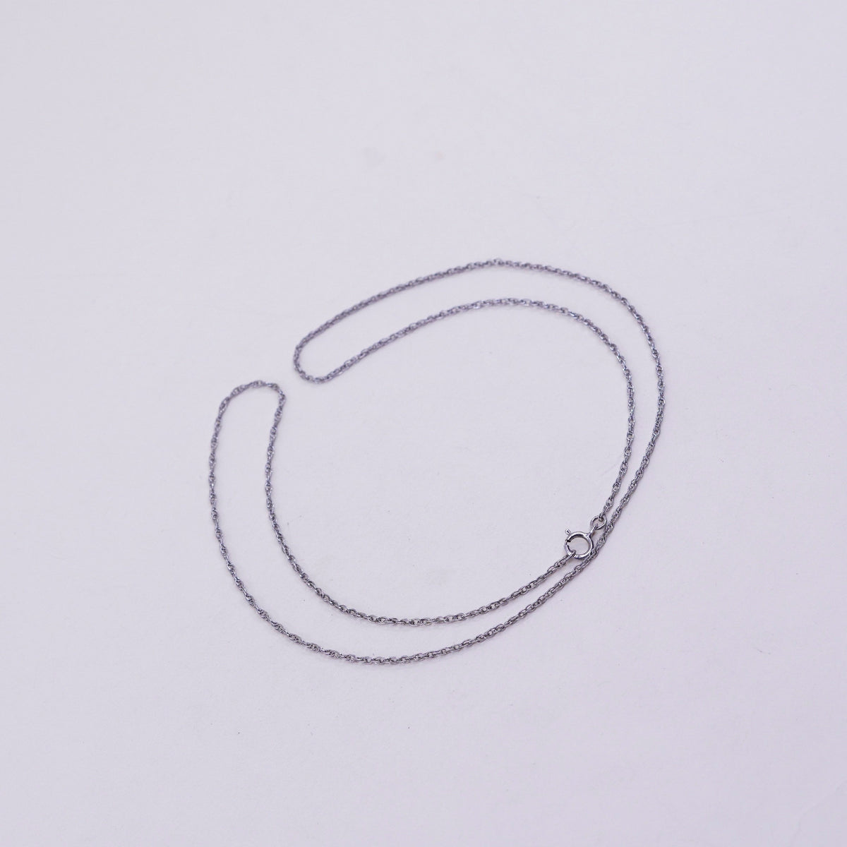 18”, 1mm, vintage Sterling silver necklace, 925 Singapore rope chain