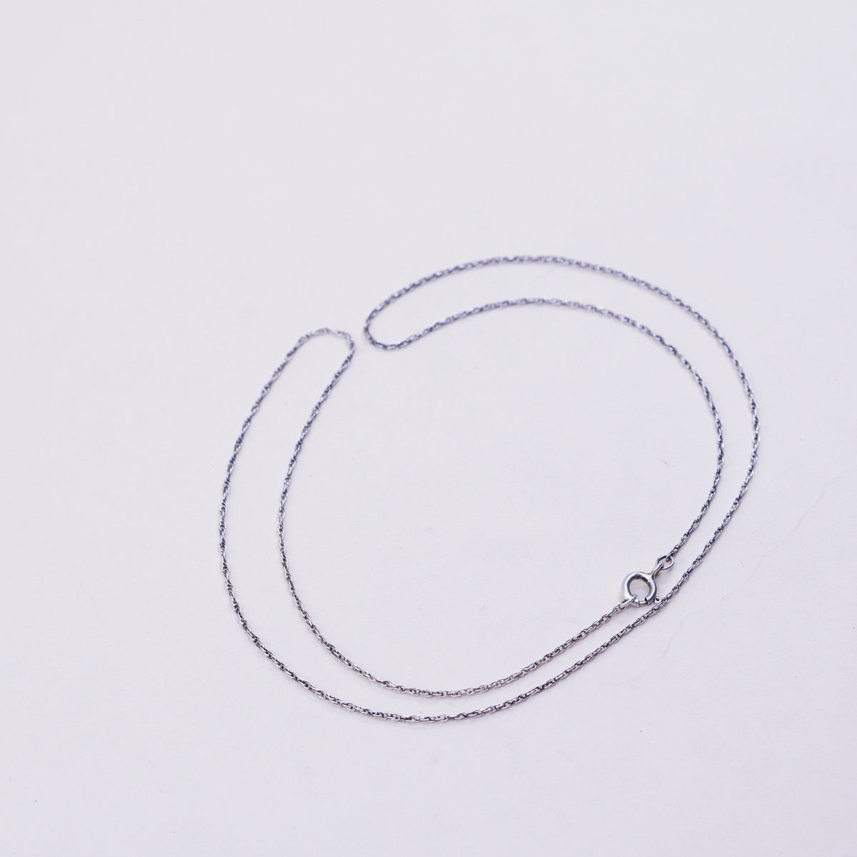 20” 1mm, vintage sterling silver necklace, 925 Singapore rope chain