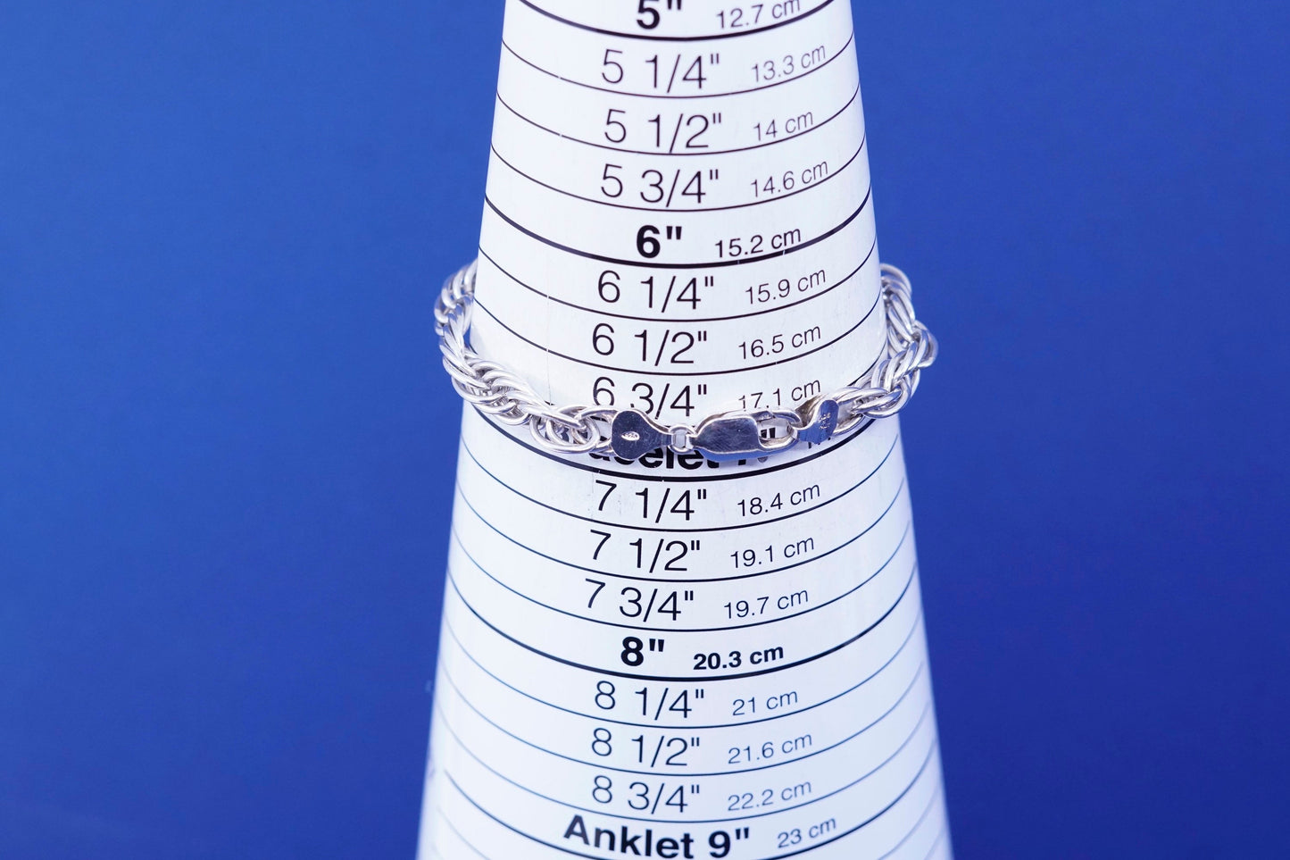 7”, vintage Milor Sterling silver handmade bracelet, Italy 925 oval rope chain