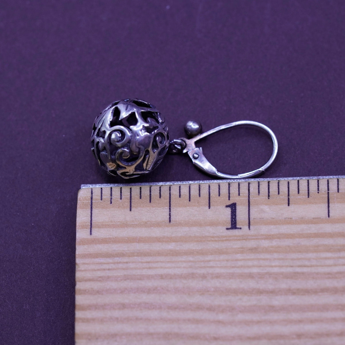 Vintage Sterling silver handmade earrings, 925 filigree bead drops
