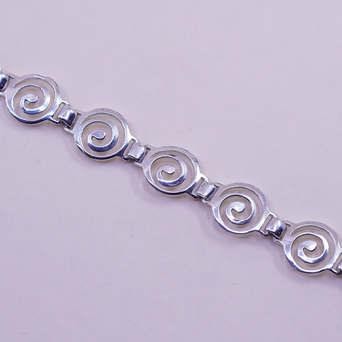 7”, Vintage OTC sterling silver charm bracelet, 925 swirly chain