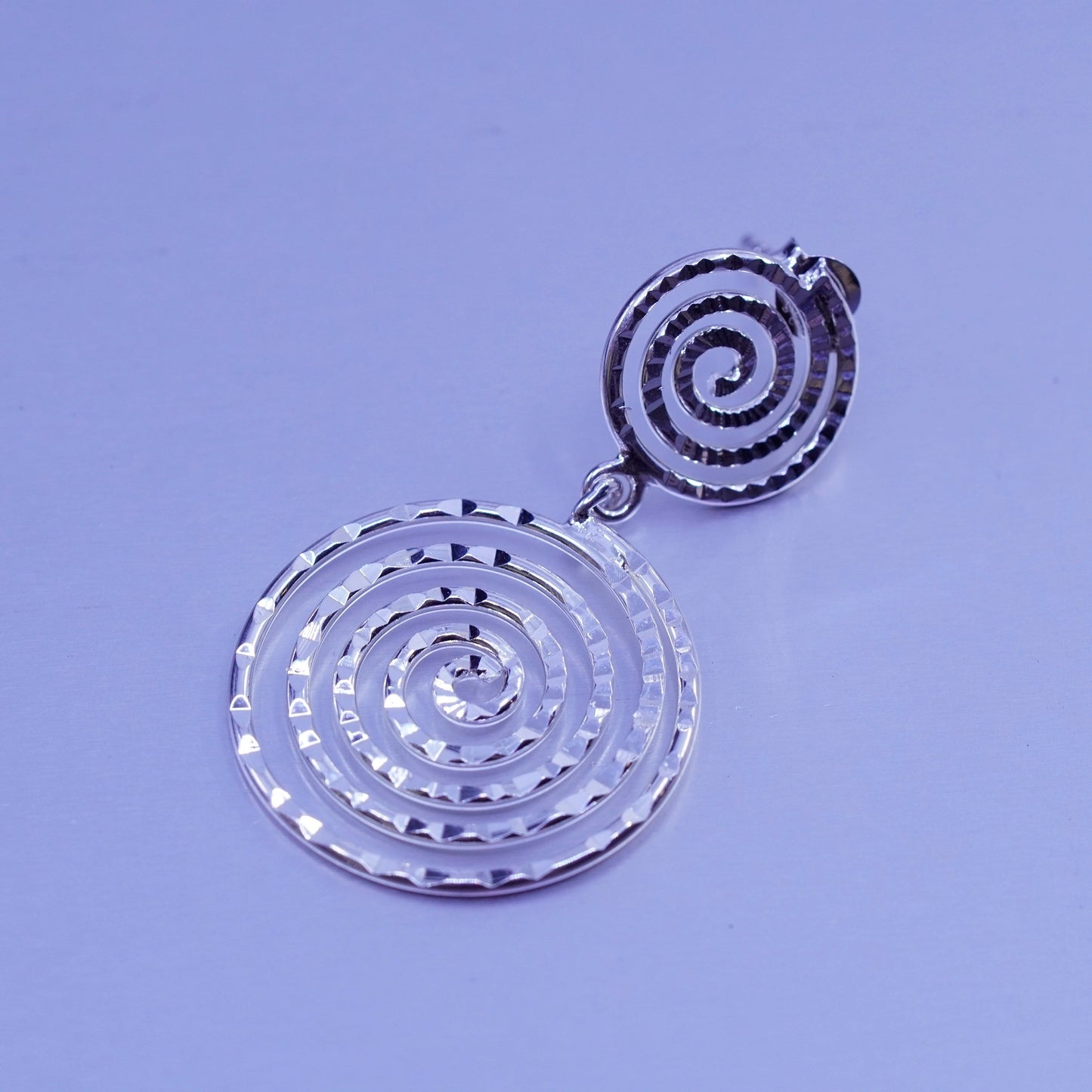Vintage Sterling 925 silver handmade swirly circle earrings