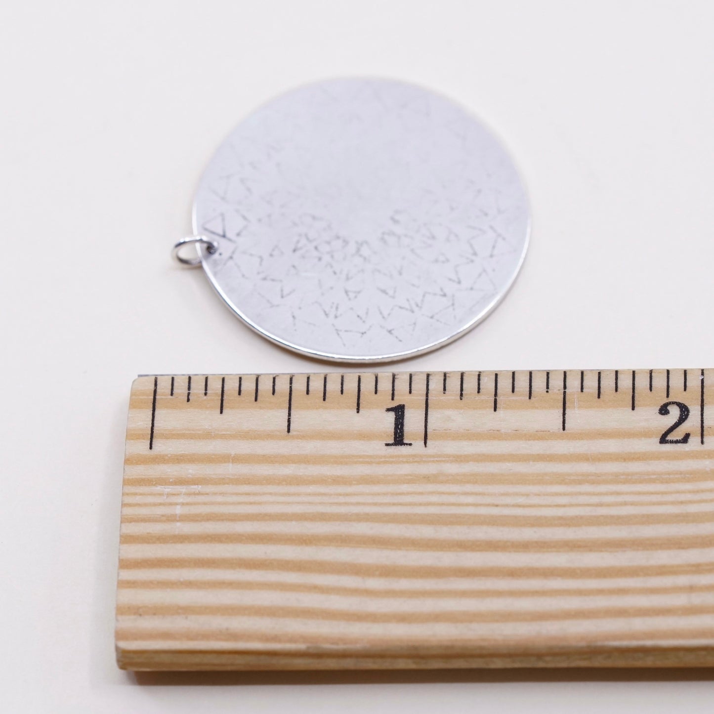 Vintage sterling silver handmade pendant, 925 circle tag, silver tested