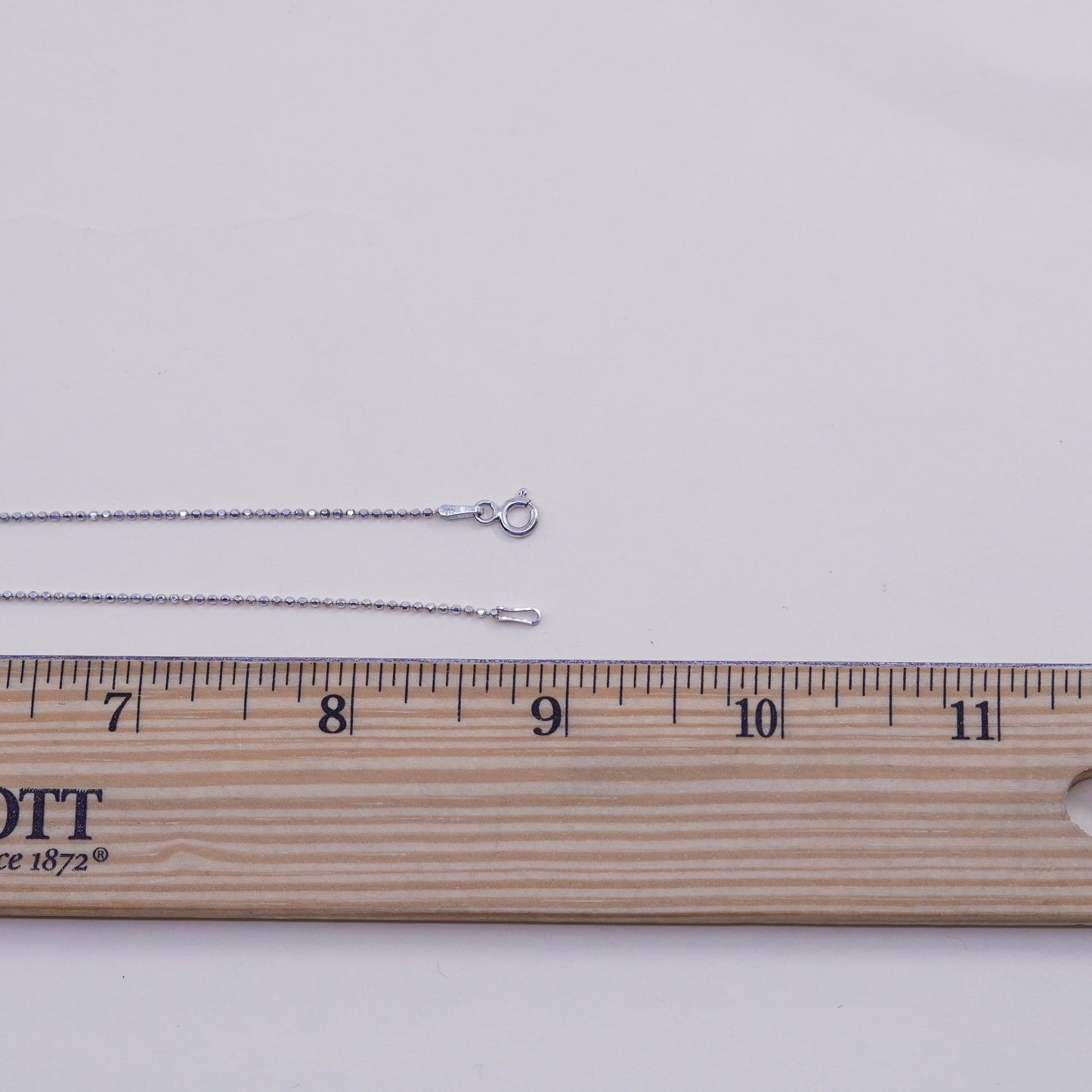 18”, 1mm, Vintage sterling silver beads chain, 925 necklace