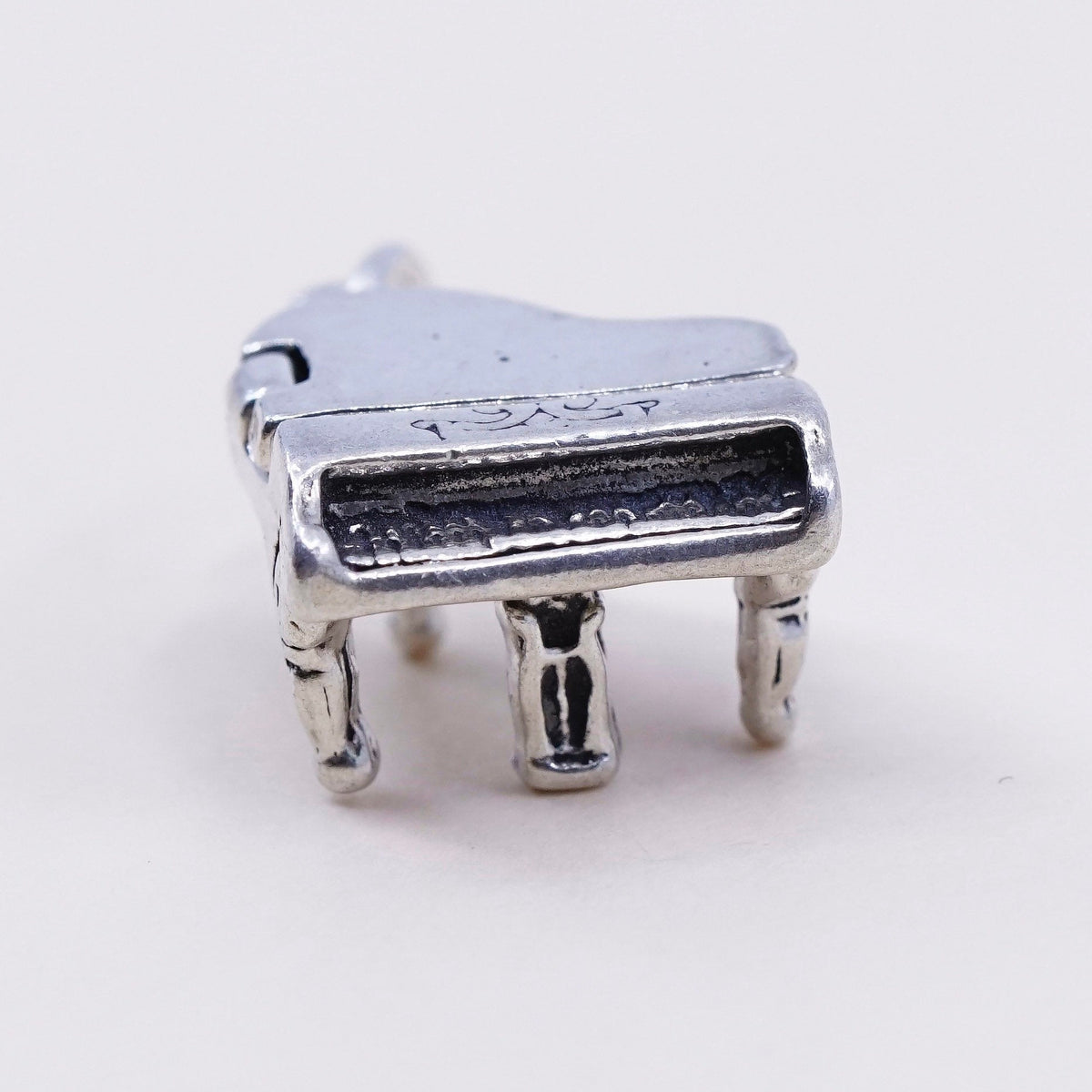 Vintage Sterling silver handmade pendant, 925 silver piano charm