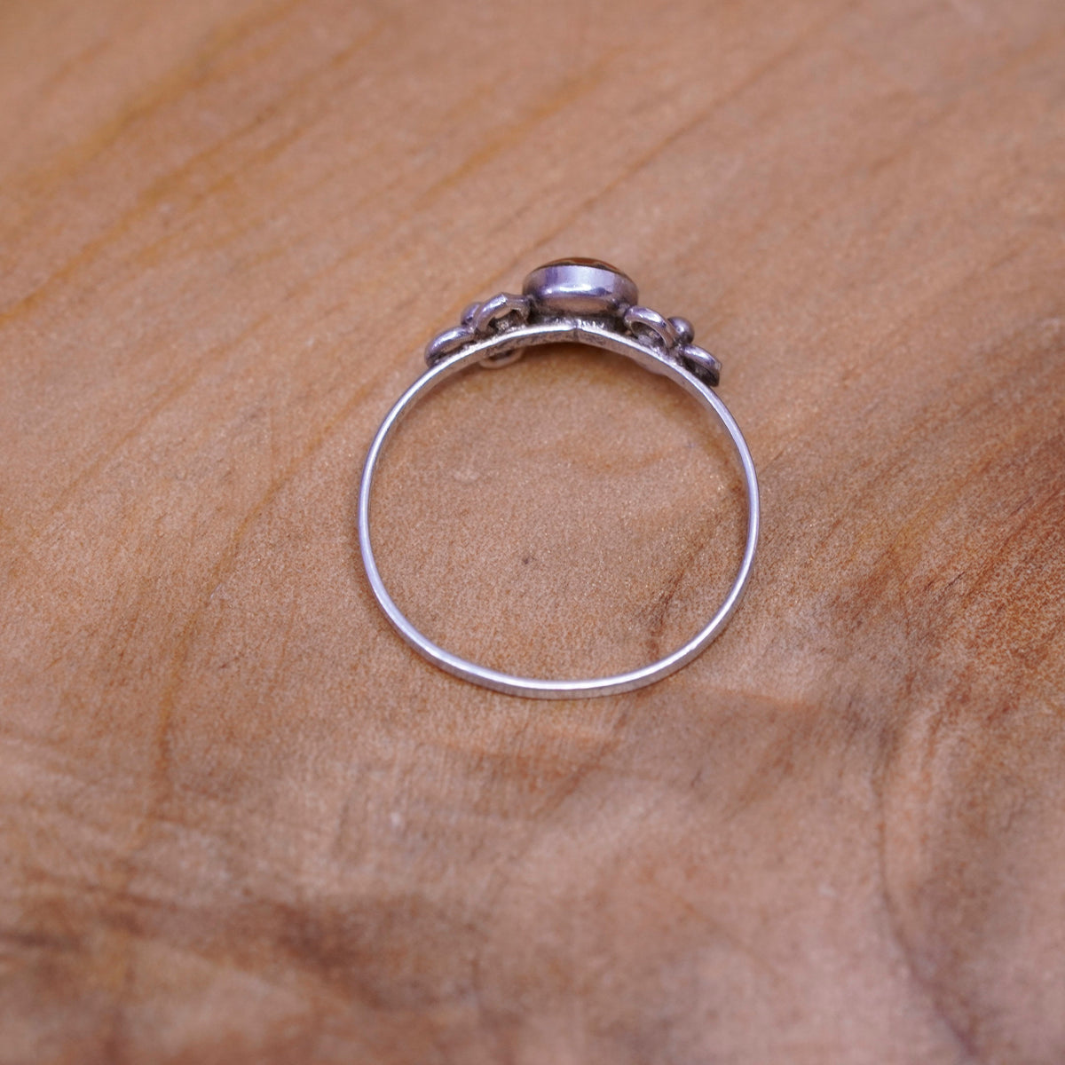 Size 6, Sterling silver handmade ring, southwestern 925 band with flower glass