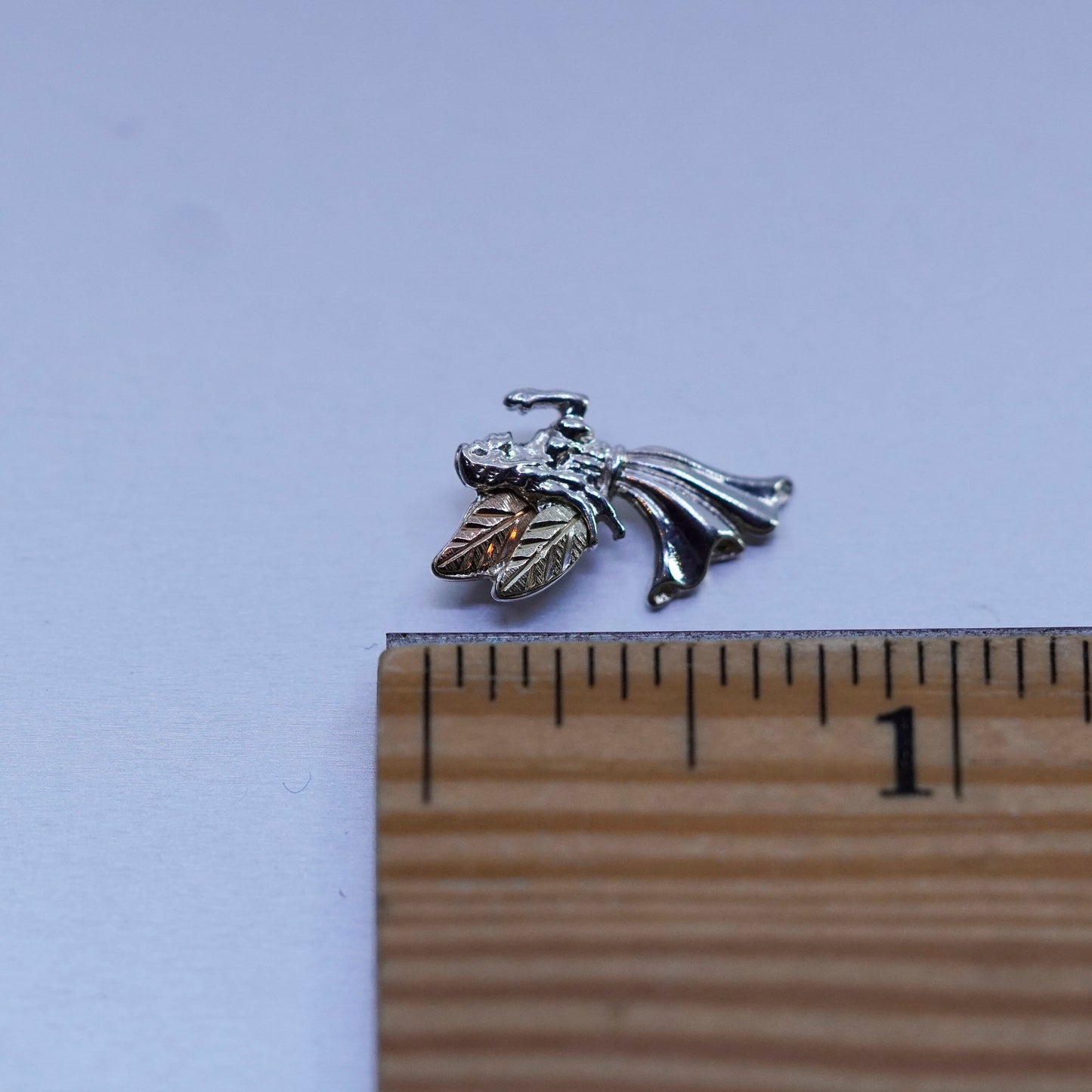 CCO Coleman Black Hills sterling silver Angel pendant 12K yellow rose gold leaf