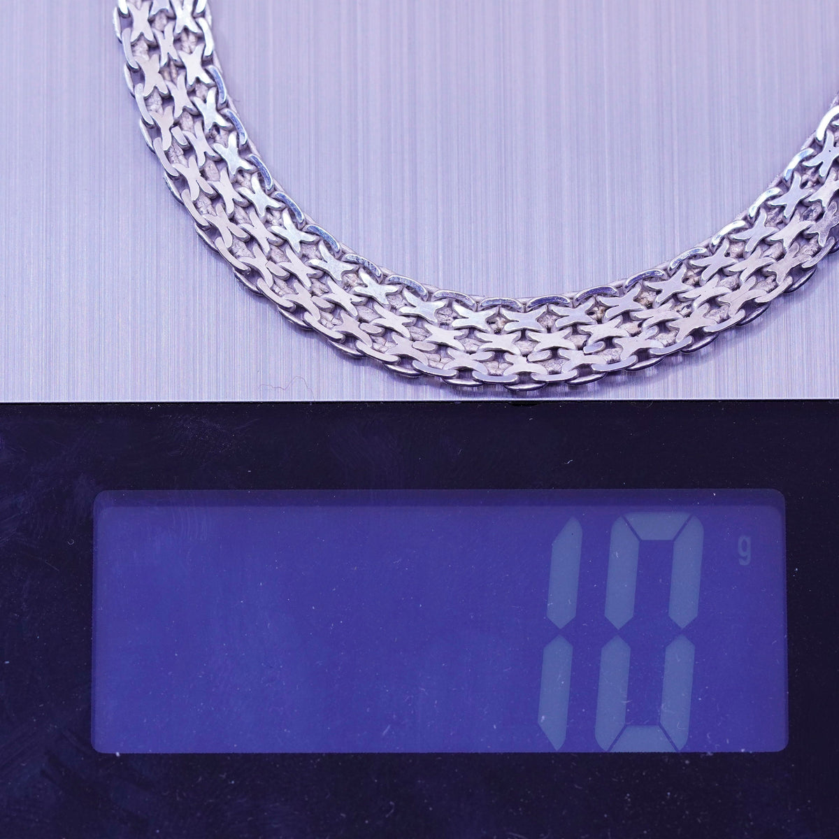 8”, 8mm, Vintage sterling silver bracelet, 925 flatten curb chain
