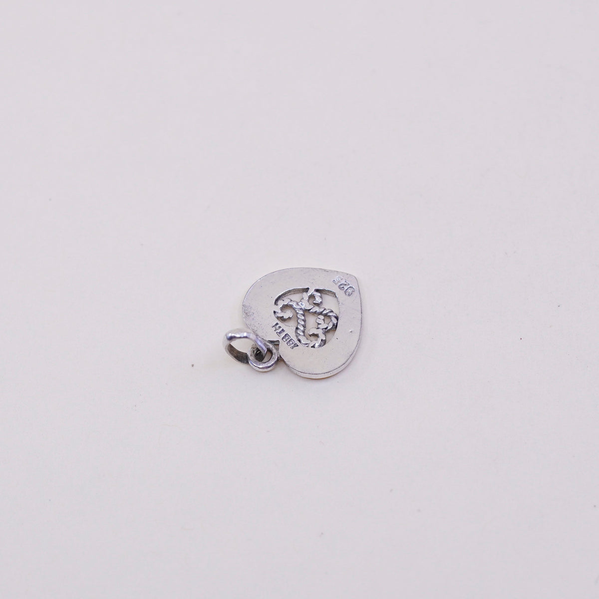 Vintage Sterling silver handmade pendant, 925 filigree heart charm