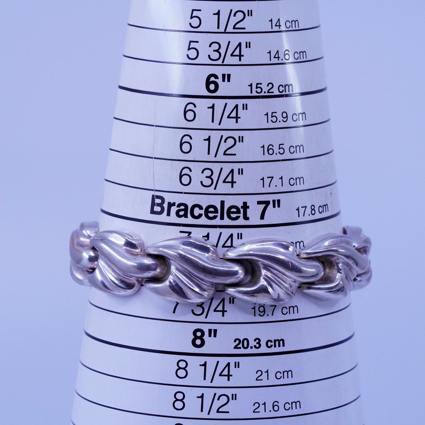 7.5”, vintage Sterling 925 silver bold bracelet with ribbed link