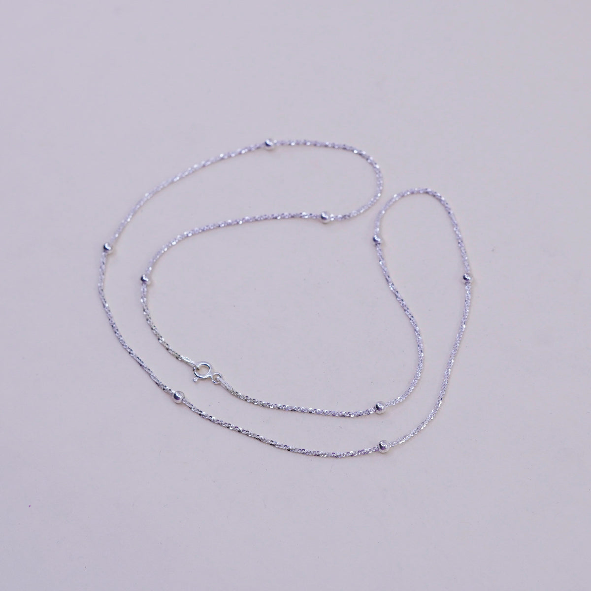 20”, 2mm, Vintage sterling silver Italy 925 twisted chain with beads, necklace