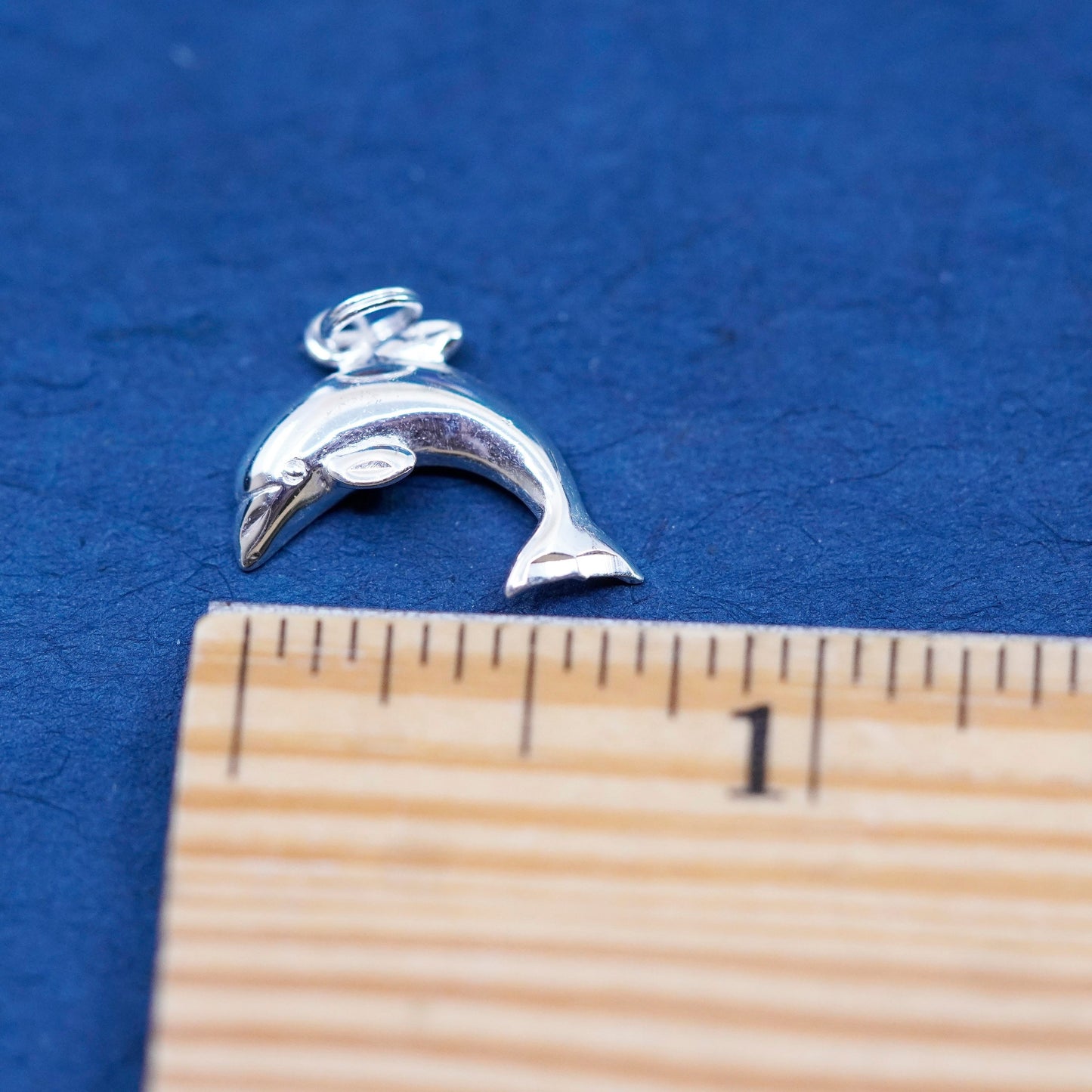 Vintage Sterling silver handmade dolphin pendant, 925 charm