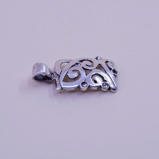 Vintage Sterling silver handmade pendant, 925 swirl Filigree pendant