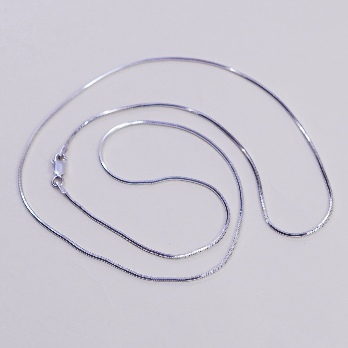 24”, 1mm, Vintage sterling silver square snake chain, Italy 925 necklace