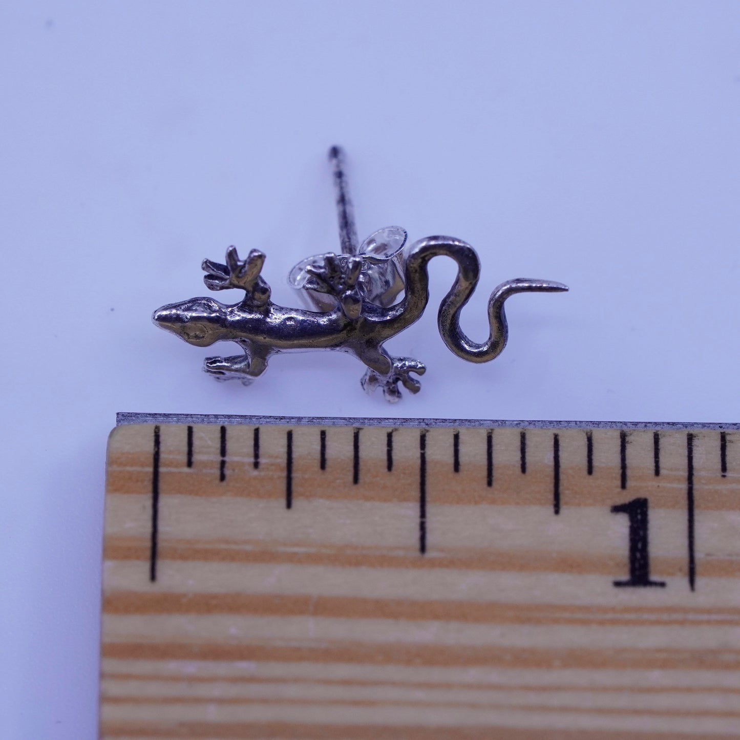 Vintage Sterling silver handmade earrings, 925 lizard studs