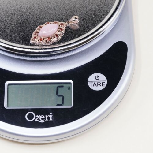 Vintage Rose Gold Over Sterling silver pendant, 925 Pink Quartz W/ Ruby, Stped