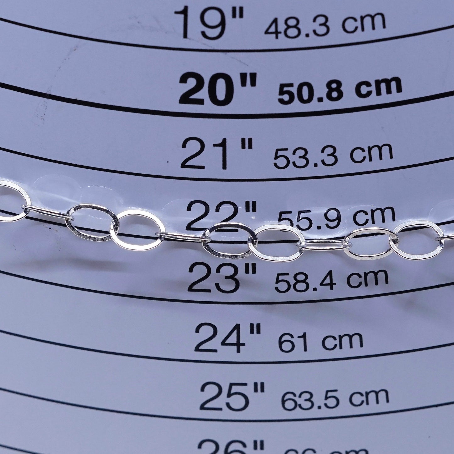 20”, 6mm, Vintage sterling silver flatten circle chain, Italy 925 necklace