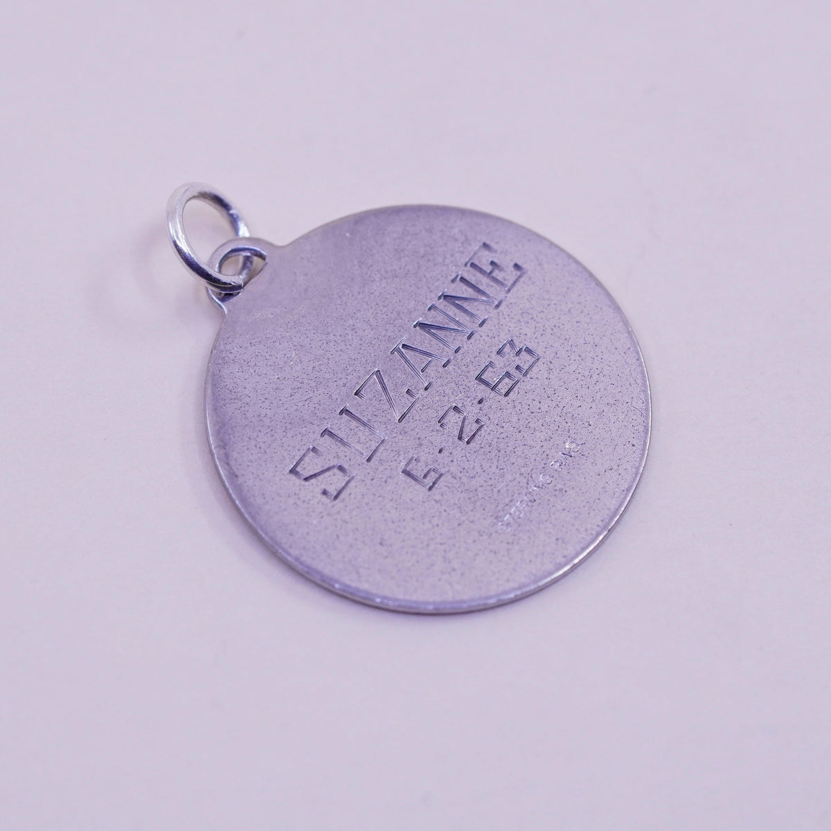 Vintage sterling 925 silver handmade pendant, “a day to remember” tag charm