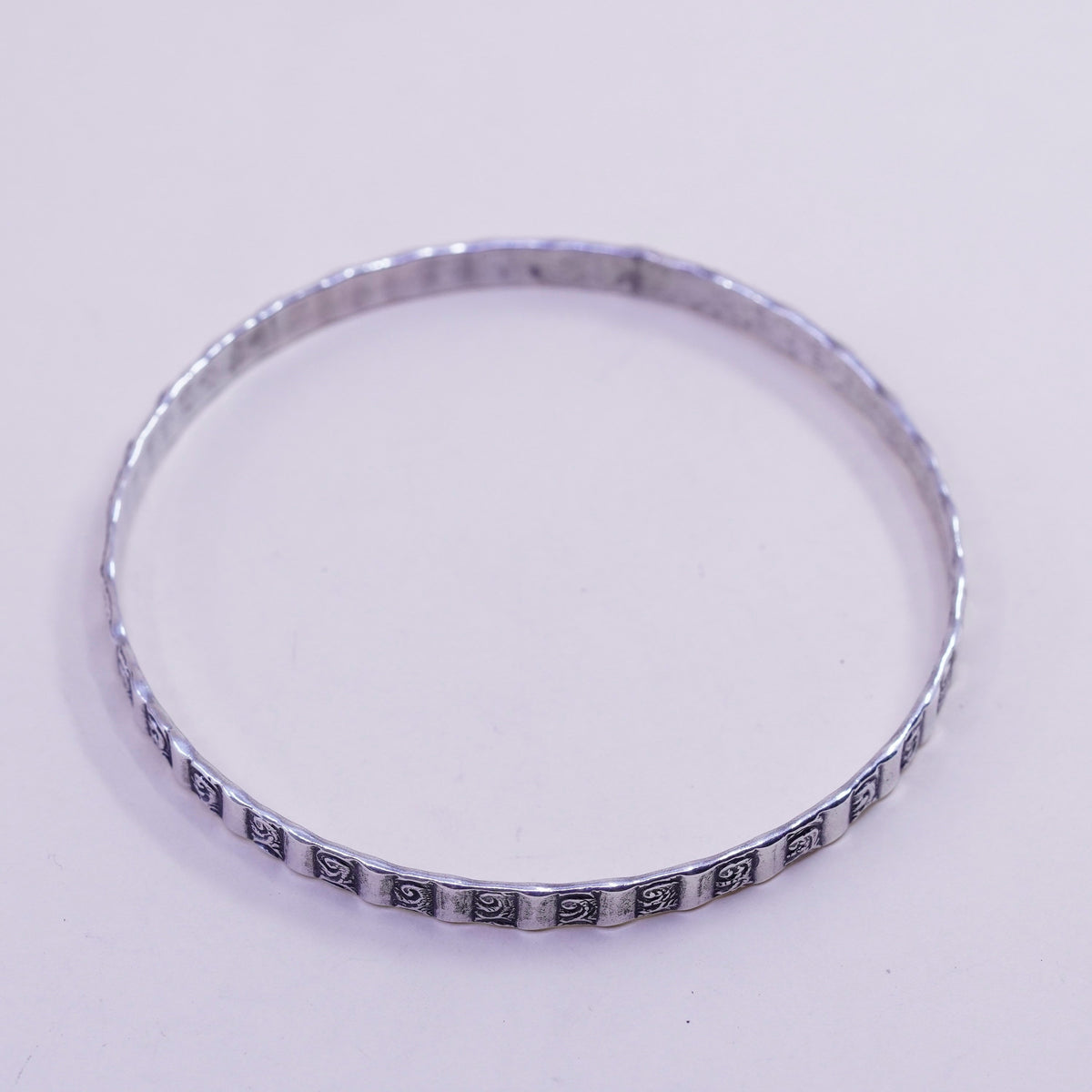 8”, danecraft sterling silver handmade 925 silver bracelet, textured bangle