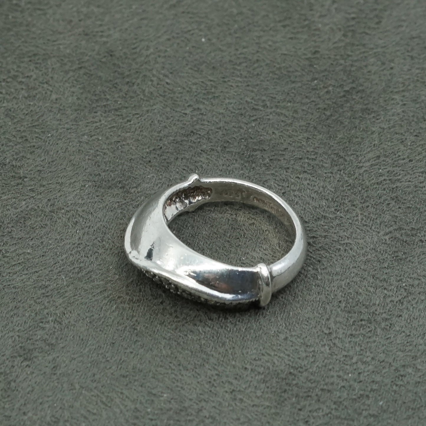 sz 6.25, vtg Sterling silver handmade ring, 925 wave w/ marcasite