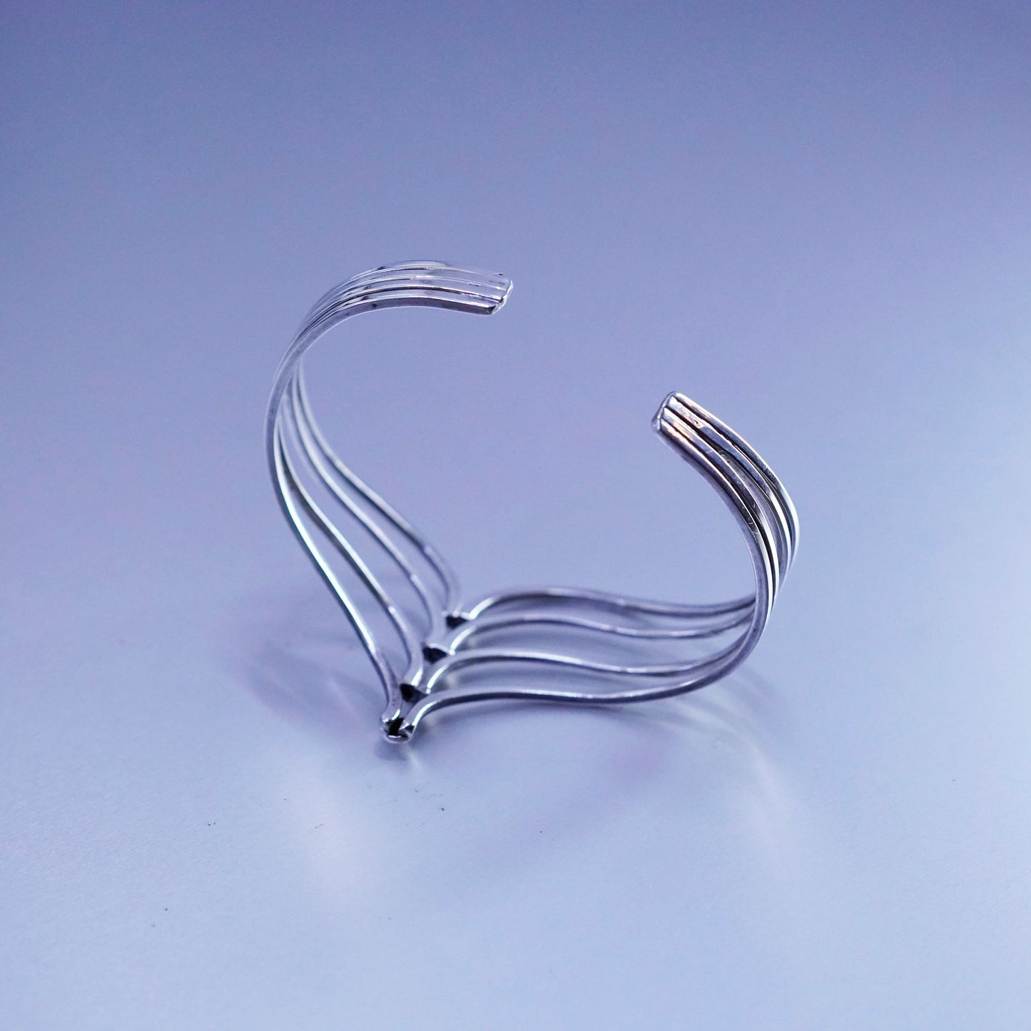 6.25”, Vintage Sterling 925 silver handmade bracelet, v shaped cuff