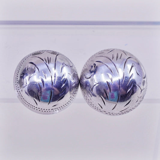 0.75”, Vintage sterling silver button studs, handmade puffy 925 earrings