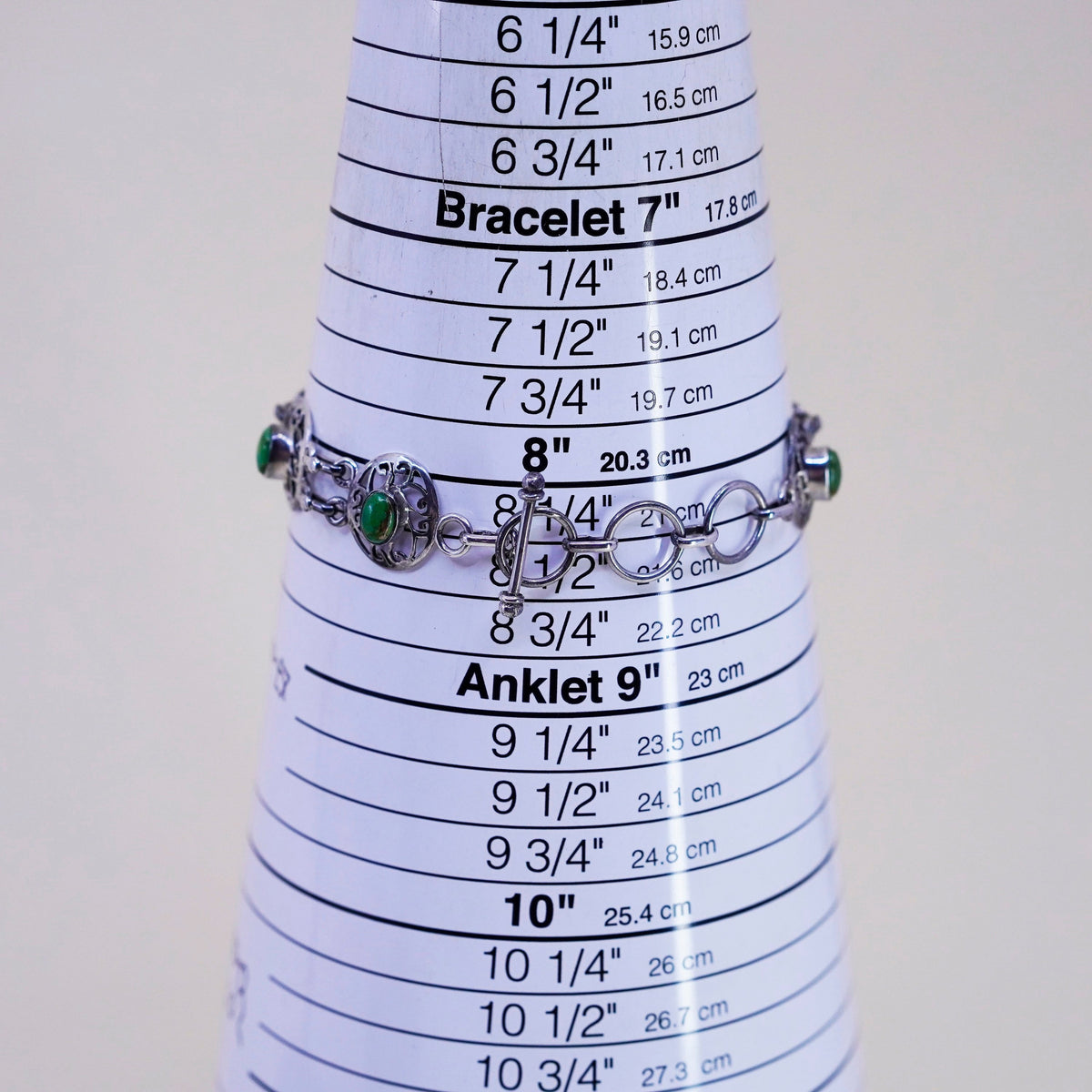 7+1.5”, Sterling silver handmade bracelet, 925 disc Carico Lake turquoise