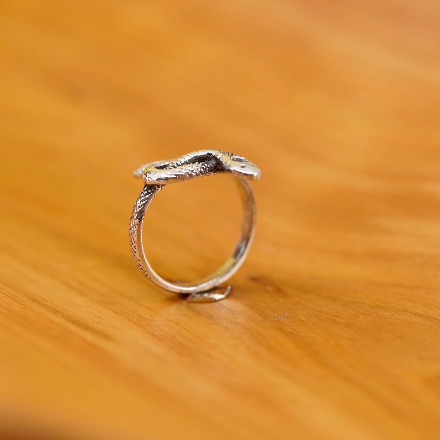Size 5, vintage Sterling silver handmade ring, 925 snake band