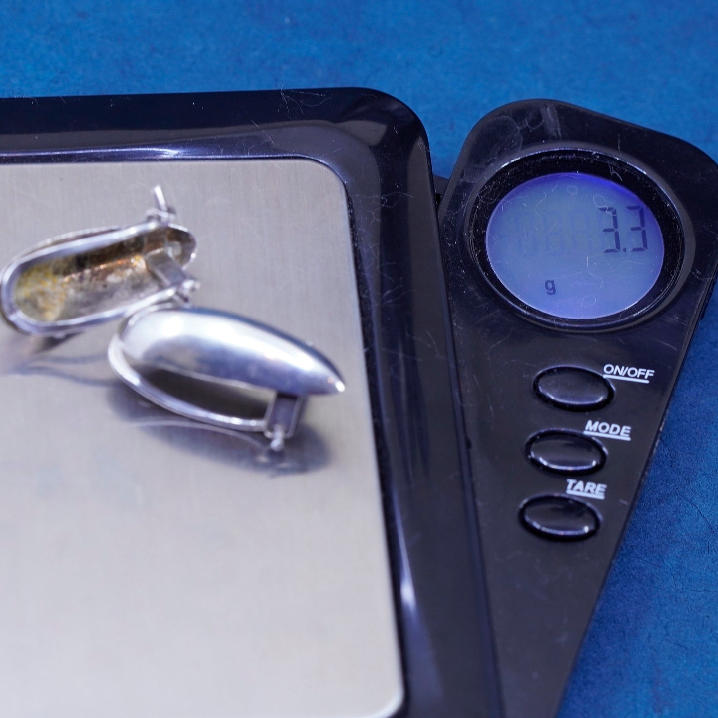 Vintage jewelry | Sterling silver handmade earrings, modern oval 925 clip on