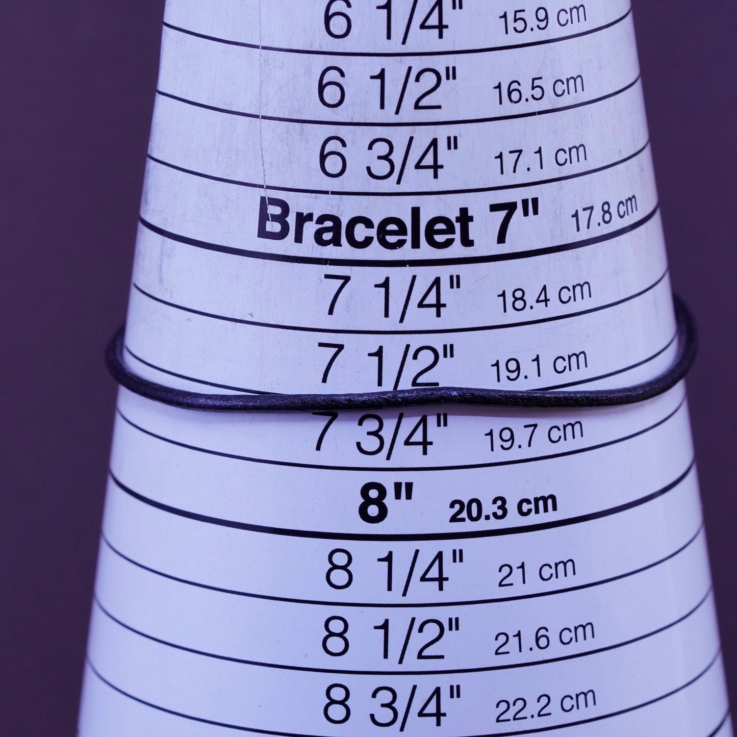 7.75”, vintage black leather bracelet with sterling 925 silver clasp