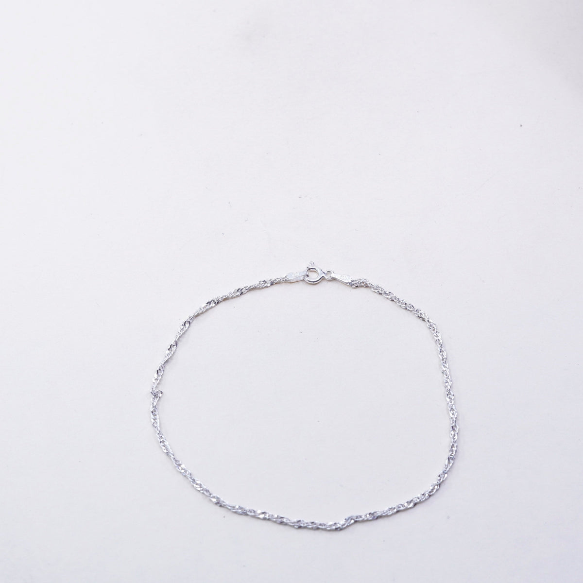 9”, 1.6mm, Vintage sterling silver bracelet, twisted curb link anklet