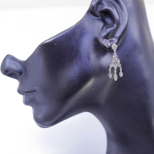 Vintage Sterling 925 silver handmade earrings with Marcasite