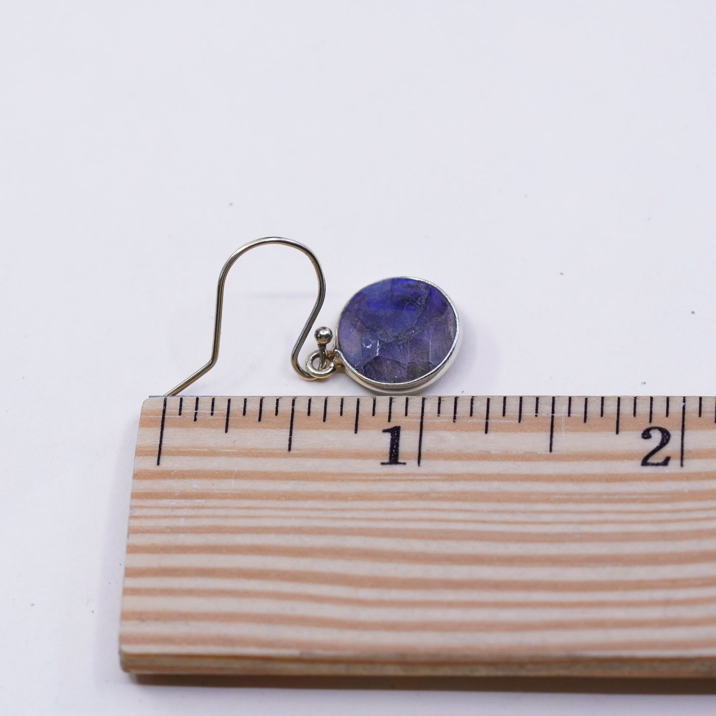 2.8g, vtg real 14K gold hoops earrings, solid yellow gold hooks with labradorite