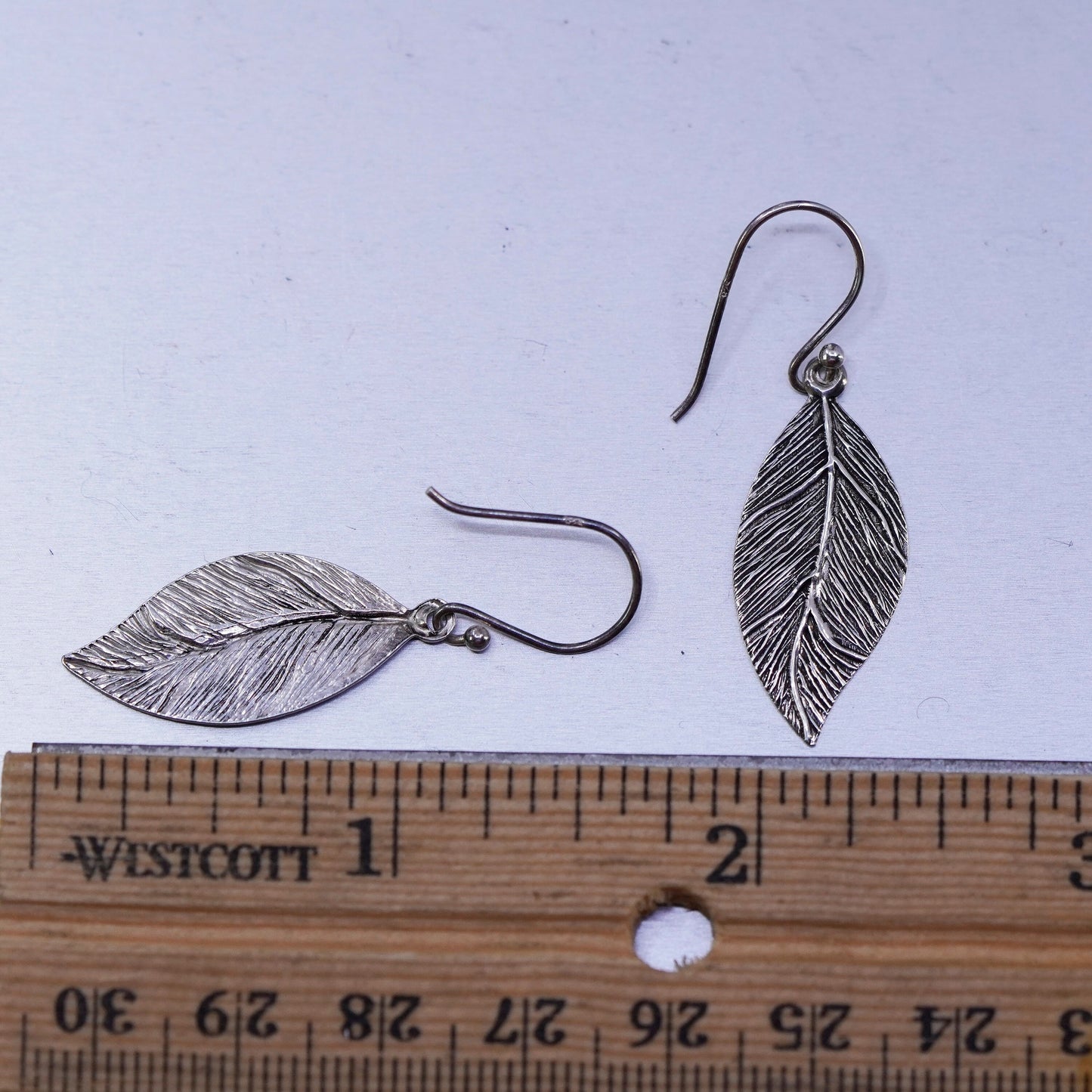 Vintage Sterling 925 silver handmade leaf earrings