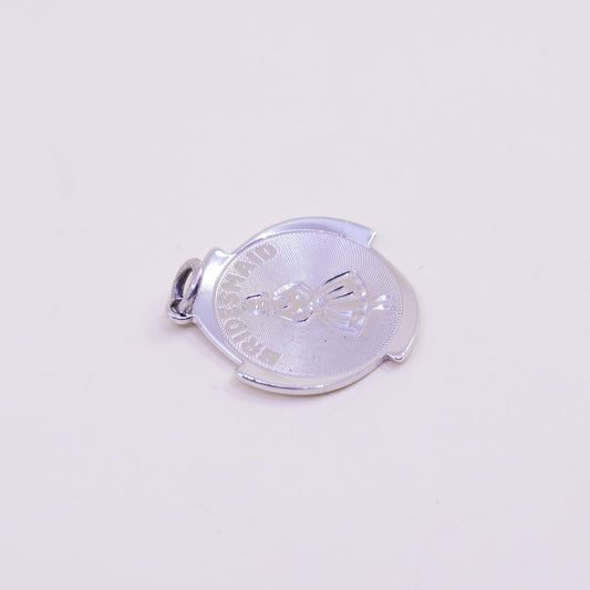 Vintage sterling silver handmade pendant, 925 bridesmaid tag charm