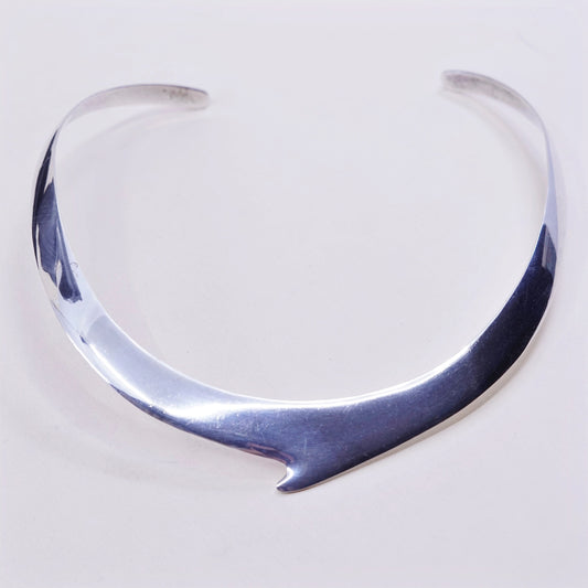 12”, Vintage mexico sterling 925 silver handmade choker collar necklace