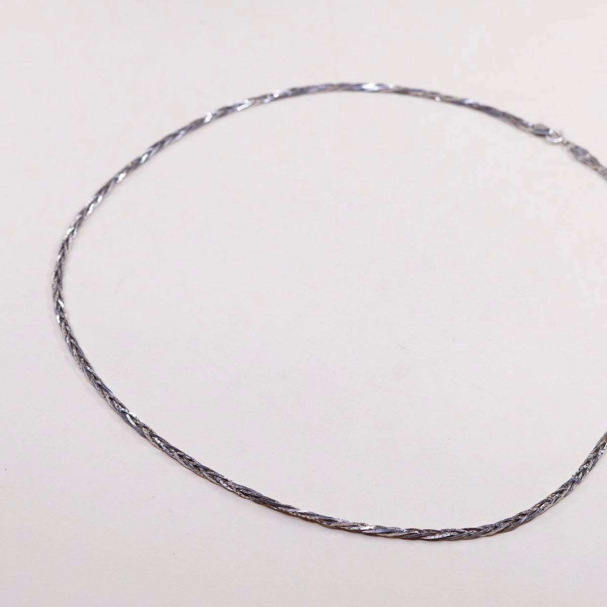 22”,vtg mexico sterling silver Italy necklace, 925 woven braided chain