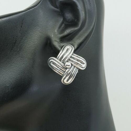 Vtg Mexico Mexico Sterling 925 Silver Handmade Ribbed Screw Back Earrings