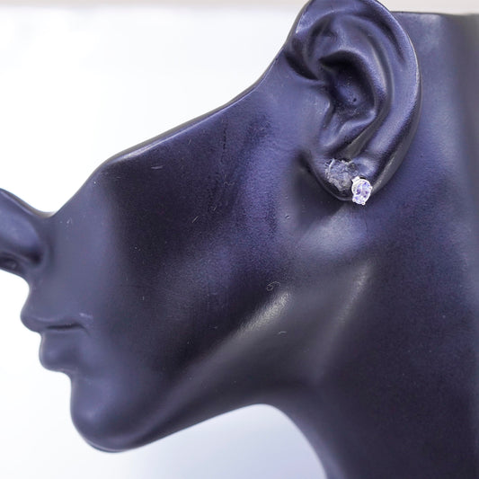 Vintage Sterling 925 silver handmade earrings, studs with amethyst