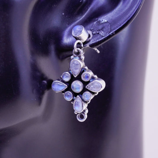 Vintage Sterling 925 silver handmade earrings with moonstone