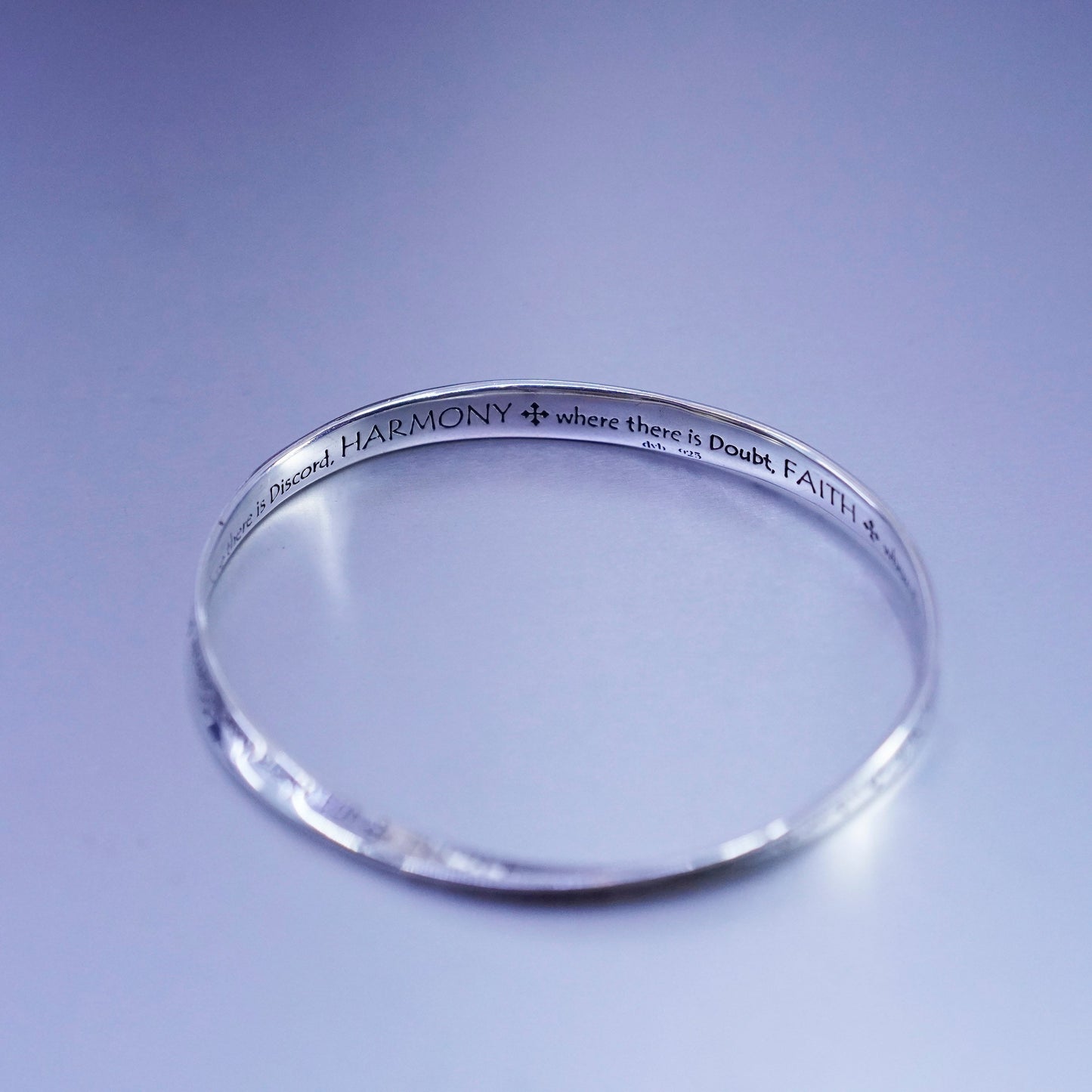 8”, DVB Sterling 925 silver bracelet, bible quote infinity loop bangle “Lord