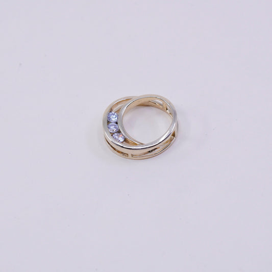 vintage vermeil Gold over Sterling silver pendant, 925 circle with cz details