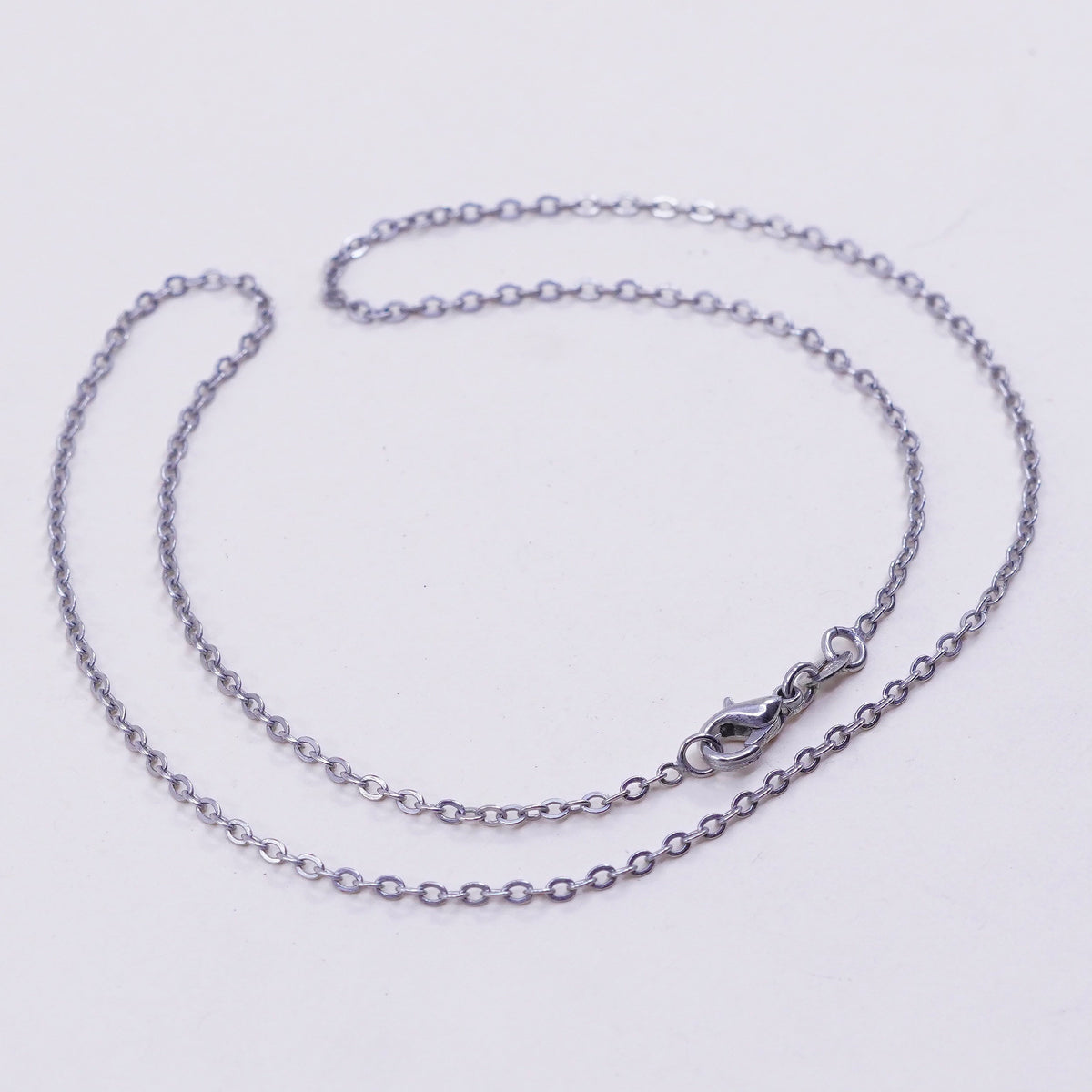 17”, 1.6mm, Vintage sterling silver flatten circle chain, Italy 925 necklace