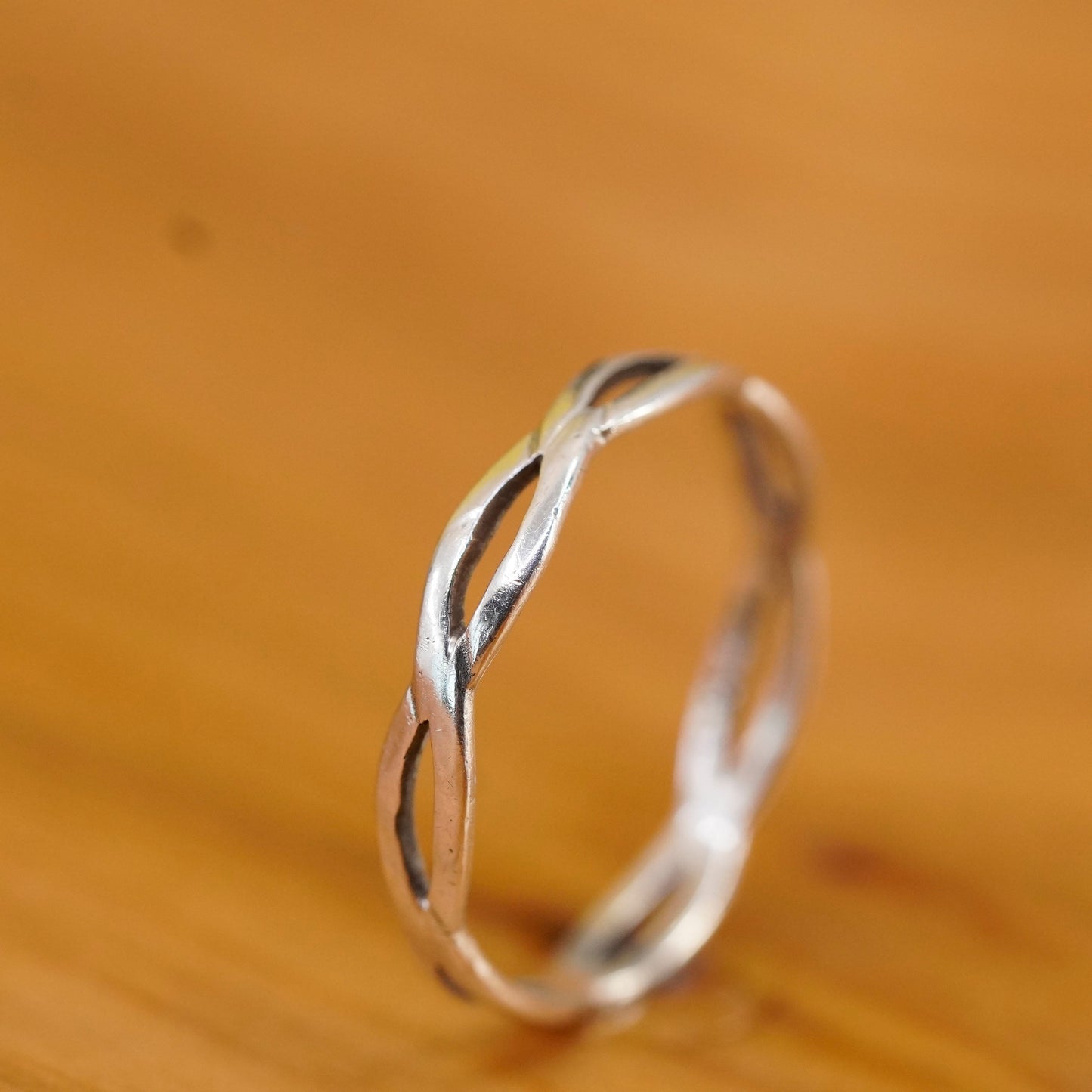 size 9.25, vintage Sterling silver handmade ring, 925 entwined band